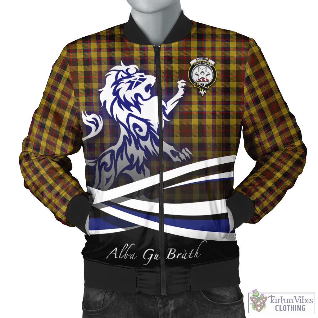 Jardine Tartan Bomber Jacket with Alba Gu Brath Regal Lion Emblem Unisex - Tartan Vibes Clothing