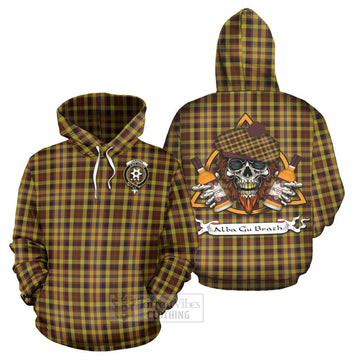 Jardine Tartan Hoodie with Family Crest and Bearded Skull Holding Bottles of Whiskey Zip Hoodie - Tartan Vibes Clothing