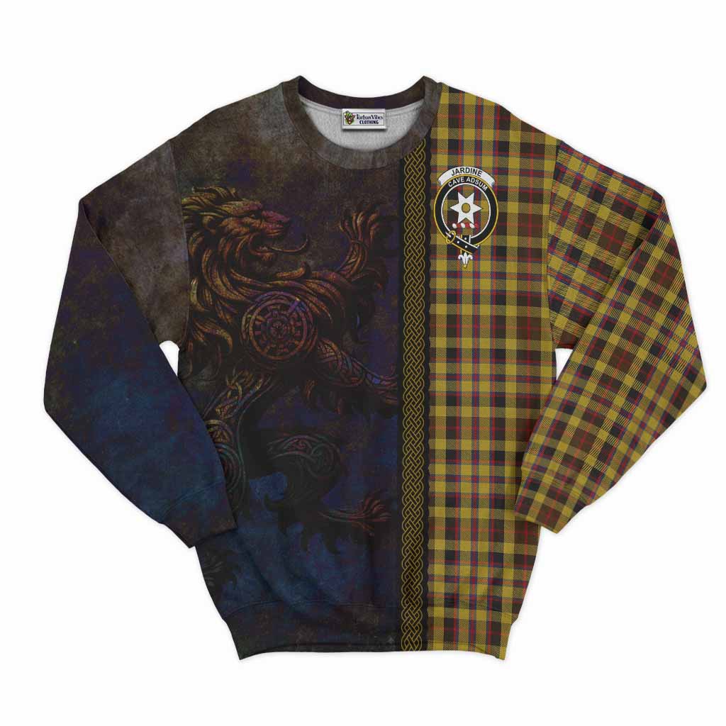 Tartan Vibes Clothing Jardine Tartan Family Crest Sweatshirt Alba Gu Brath Be Brave Lion Ancient Style