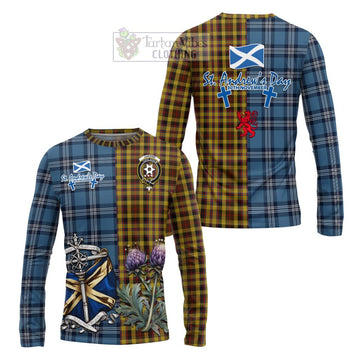 Jardine Tartan Long Sleeve T-Shirt Happy St. Andrew's Day Half Tartan Style Unisex - Tartan Vibes Clothing