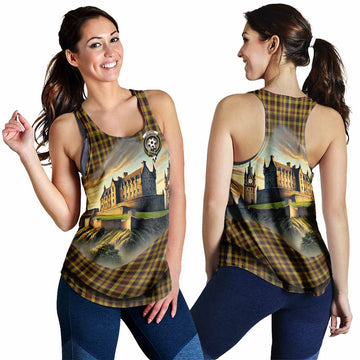 Jardine Tartan Family Crest Women's Racerback Tanks with Scottish Ancient Castle Style 4XL - Tartan Vibes Clothing