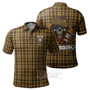 Jardine Tartan Polo Shirt with Family Crest and Bearded Skull Holding Bottles of Whiskey Kid - Tartan Vibes Clothing