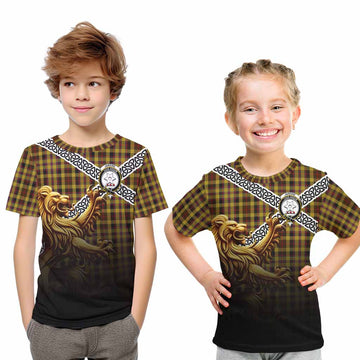 Jardine Crest Tartan Kid T-Shirt with Golden Lion Emblem Celtic Style Youth XL Size14 - Tartan Vibes Clothing