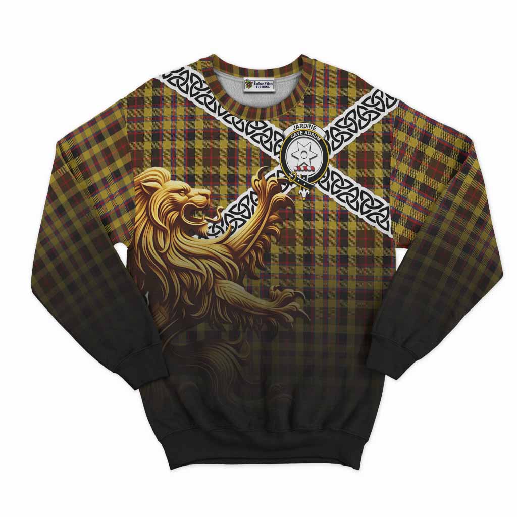 Jardine Crest Tartan Sweatshirt with Golden Lion Emblem Celtic Style Unisex - Tartan Vibes Clothing