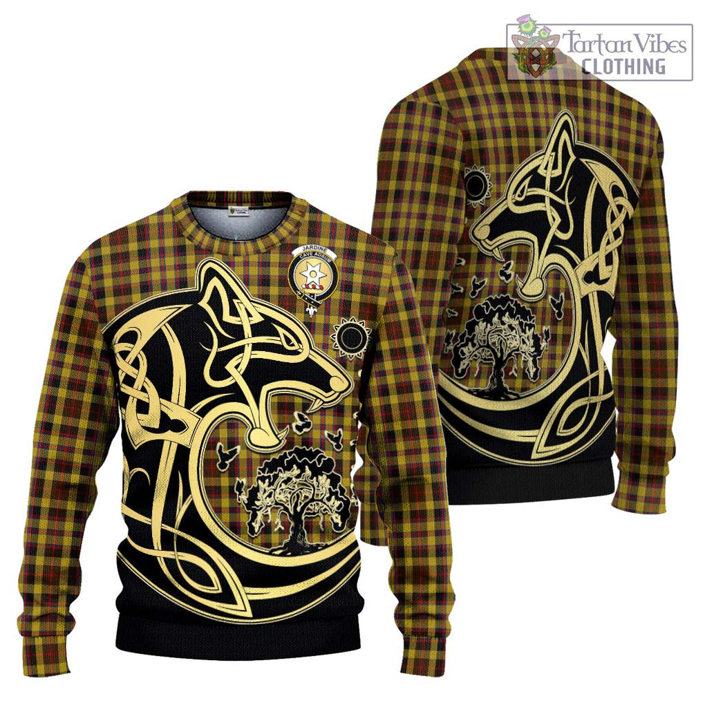 Jardine Tartan Ugly Sweater with Family Crest Celtic Wolf Style Unisex - Tartan Vibes Clothing