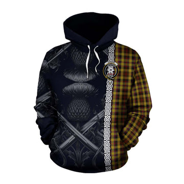 Jardine Tartan Cotton Hoodie with Family Crest Cross Sword Thistle Celtic Vibes Pullover Hoodie XS - Tartan Vibes Clothing