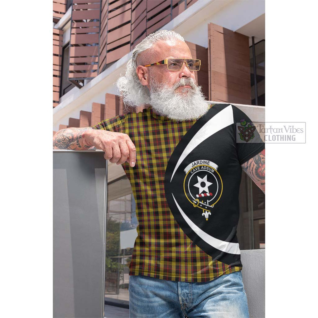 Jardine Tartan Cotton T-shirt with Family Crest Circle Style Men's Shirt - Tartan Vibes Clothing