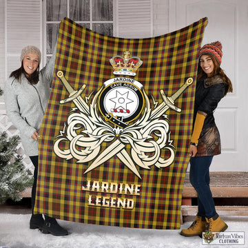 Jardine Tartan Blanket with Clan Crest and the Golden Sword of Courageous Legacy