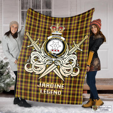 Jardine Tartan Blanket with Clan Crest and the Golden Sword of Courageous Legacy X-Large 59 x 79 inches 150 x 200 cm - Tartan Vibes Clothing