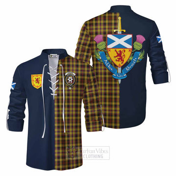 Jardine Tartan Ghillie Kilt Shirt Alba with Scottish Lion Royal Arm Half Style Men - Tartan Vibes Clothing