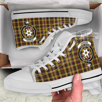 Jardine Tartan High Top Shoes with Family Crest Kid High Top - White Sole - Tartan Vibes Clothing