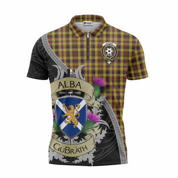 Jardine Tartan Family Crest Zipper Polo Shirt Lion Rampant Royal Thistle Shield Celtic Inspired Unisex - Tartan Vibes Clothing