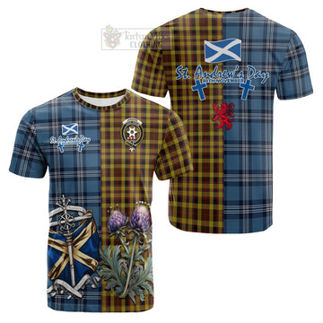 Jardine Tartan Cotton T-shirt Happy St. Andrew's Day Half Tartan Style Kid's Shirt - Tartan Vibes Clothing