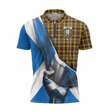 Jardine Tartan Zipper Polo Shirt with Family Crest Scotland Patriotic Style Unisex - Tartan Vibes Clothing