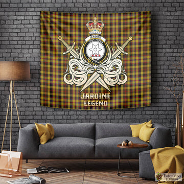 Jardine Tartan Tapestry with Clan Crest and the Golden Sword of Courageous Legacy Tapestry - Tartan Vibes Clothing