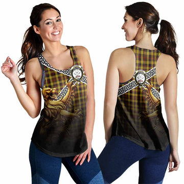 Jardine Crest Tartan Women's Racerback Tanks with Golden Lion Emblem Celtic Style 4XL - Tartan Vibes Clothing