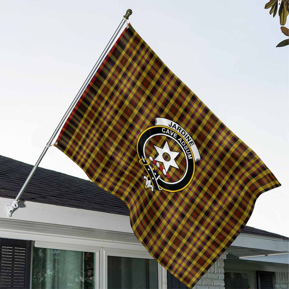 Tartan Vibes Clothing Jardine Tartan House Flag with Family Crest