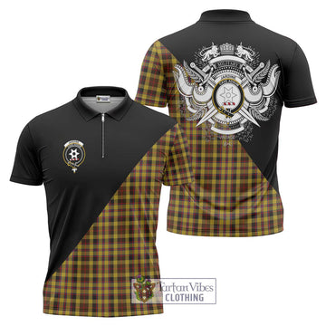 Jardine Tartan Zipper Polo Shirt with Family Crest and Military Logo Style Unisex - Tartan Vibes Clothing