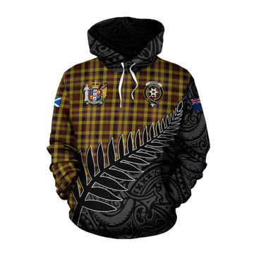 Tartan Vibes Clothing Jardine Crest Tartan Cotton Hoodie with New Zealand Silver Fern Half Style