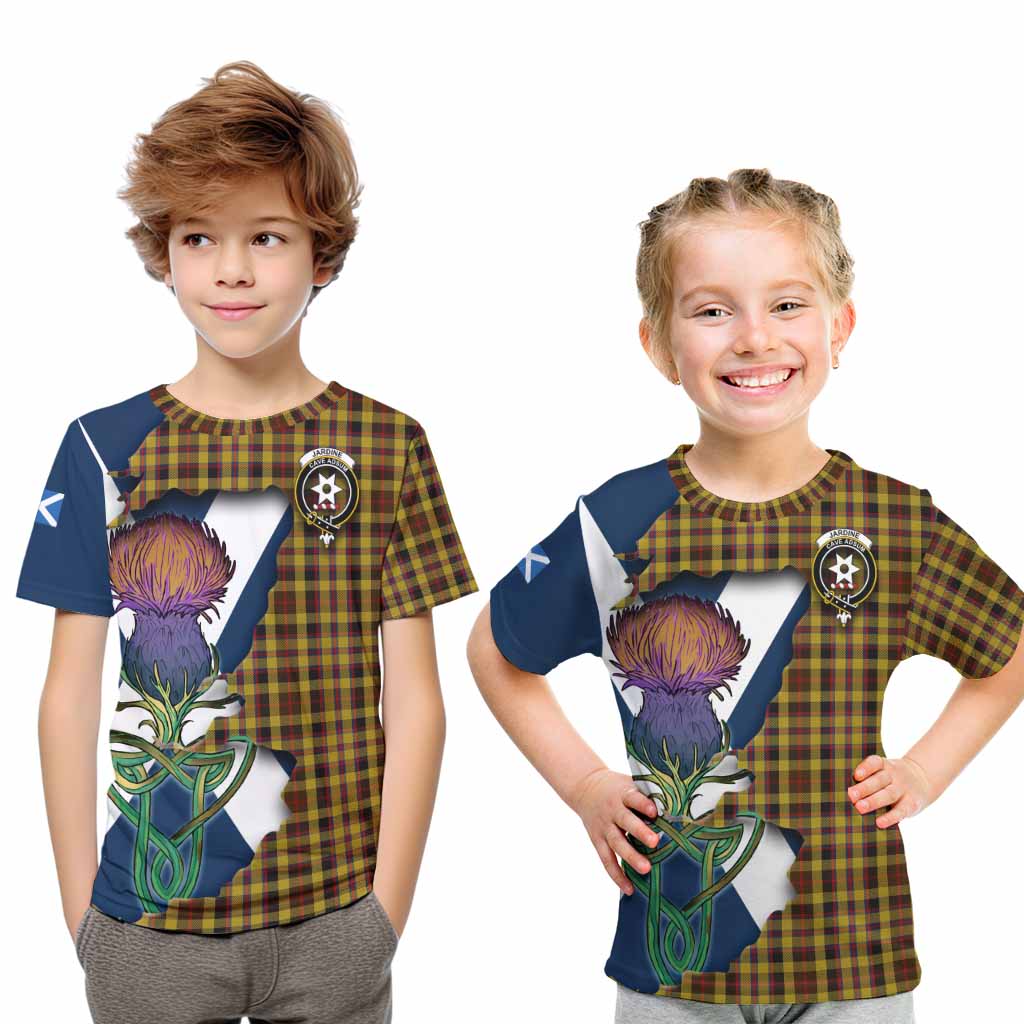 Jardine Tartan Family Crest Kid T-Shirt Scottish Thistle Celtic Inspired Youth XL Size14 - Tartan Vibes Clothing