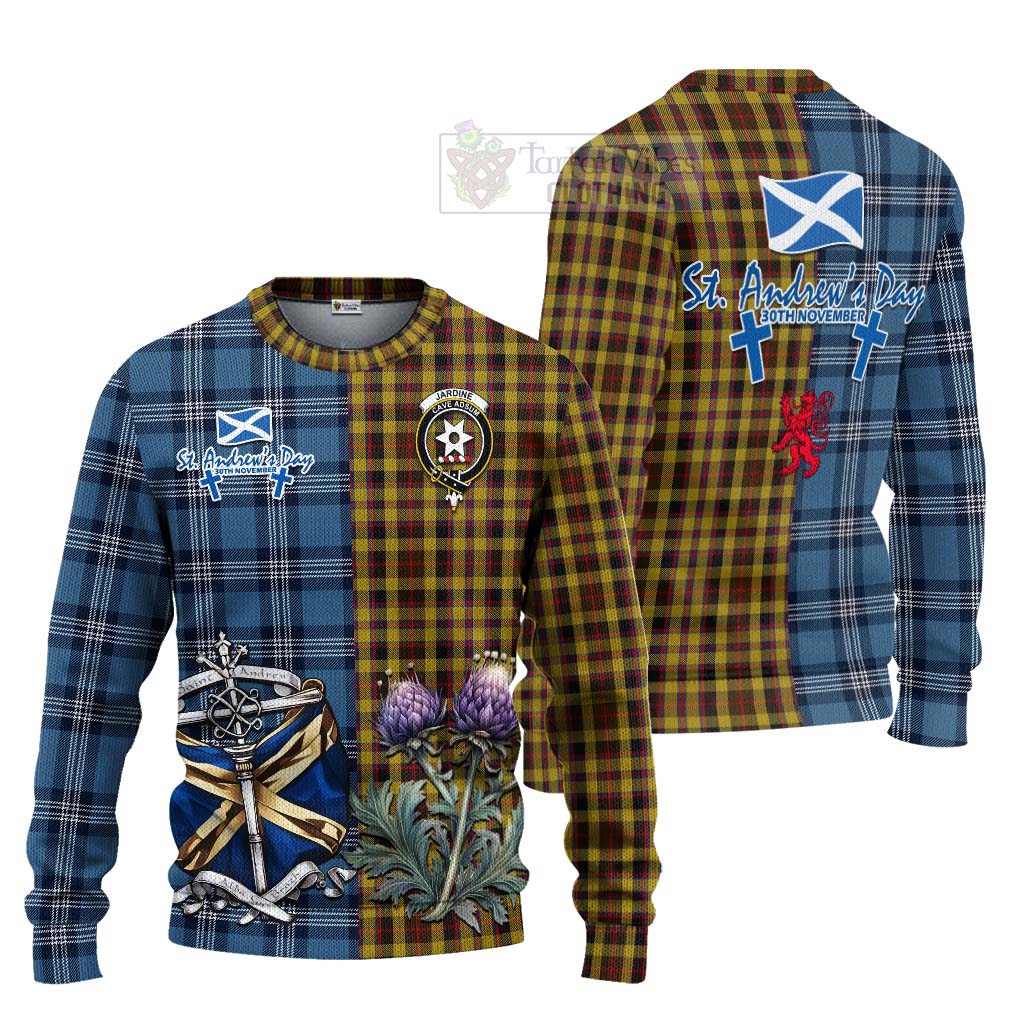 Jardine Tartan Knitted Sweater Happy St. Andrew's Day Half Tartan Style Unisex - Tartan Vibes Clothing