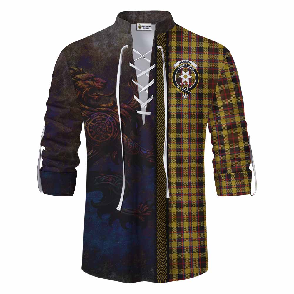 Tartan Vibes Clothing Jardine Tartan Family Crest Ghillie Kilt Shirt Alba Gu Brath Be Brave Lion Ancient Style
