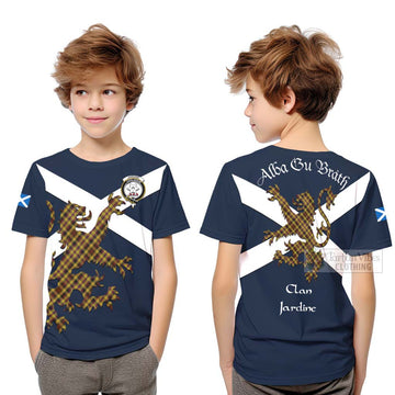 Jardine Tartan Lion Rampant Kid T-Shirt Proudly Display Your Heritage with Alba Gu Brath and Clan Name Youth XL Size14 - Tartan Vibes Clothing