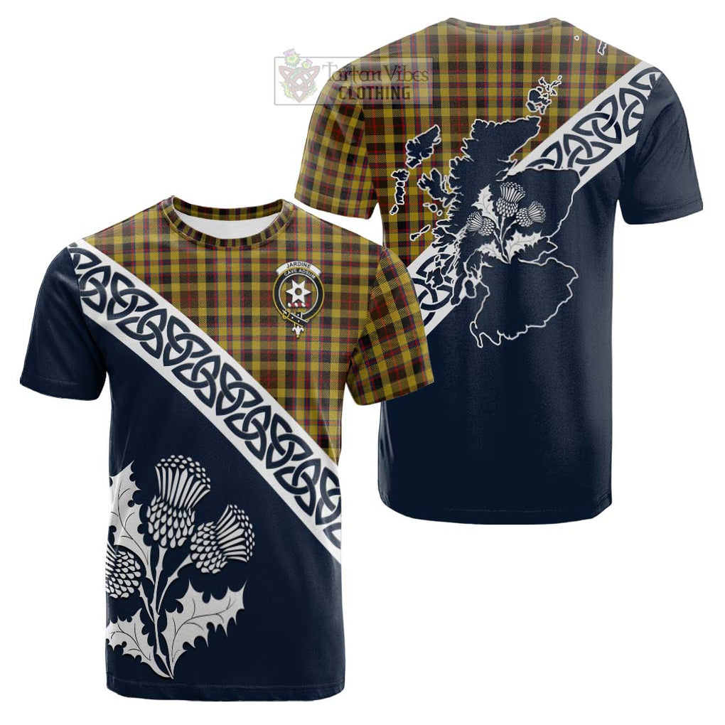 Jardine Tartan Cotton T-shirt Featuring Thistle and Scotland Map Kid's Shirt - Tartan Vibes Clothing