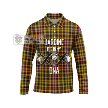 Jardine Tartan Long Sleeve Polo Shirt with Family Crest DNA In Me Style Unisex - Tartan Vibes Clothing