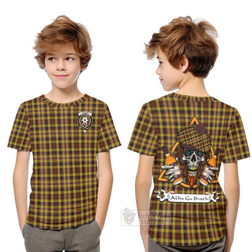 Jardine Tartan Kid T-Shirt with Family Crest and Bearded Skull Holding Bottles of Whiskey Youth XL Size14 - Tartan Vibes Clothing
