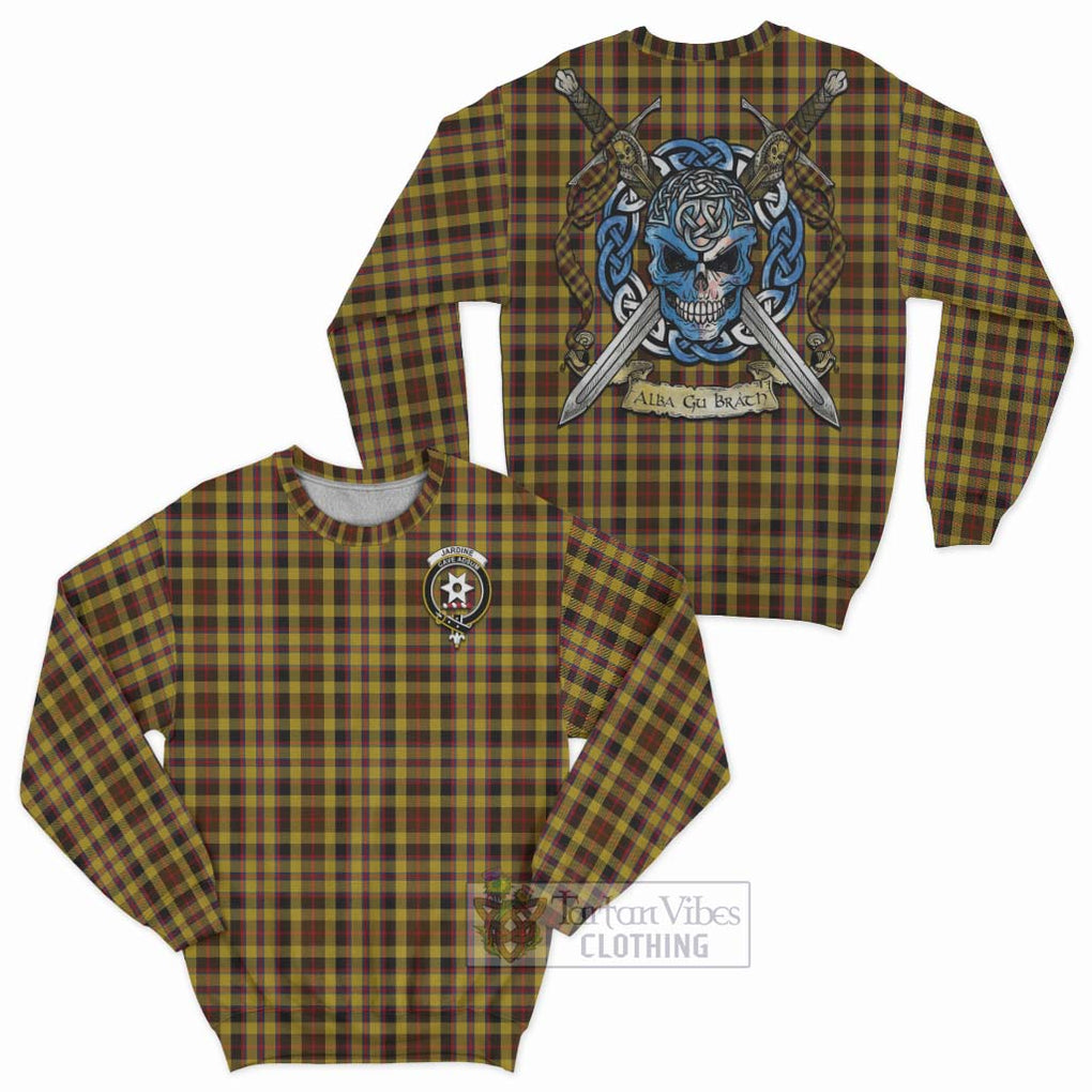 Jardine Tartan Sweatshirt with Family Crest Celtic Skull Style Unisex - Tartan Vibes Clothing