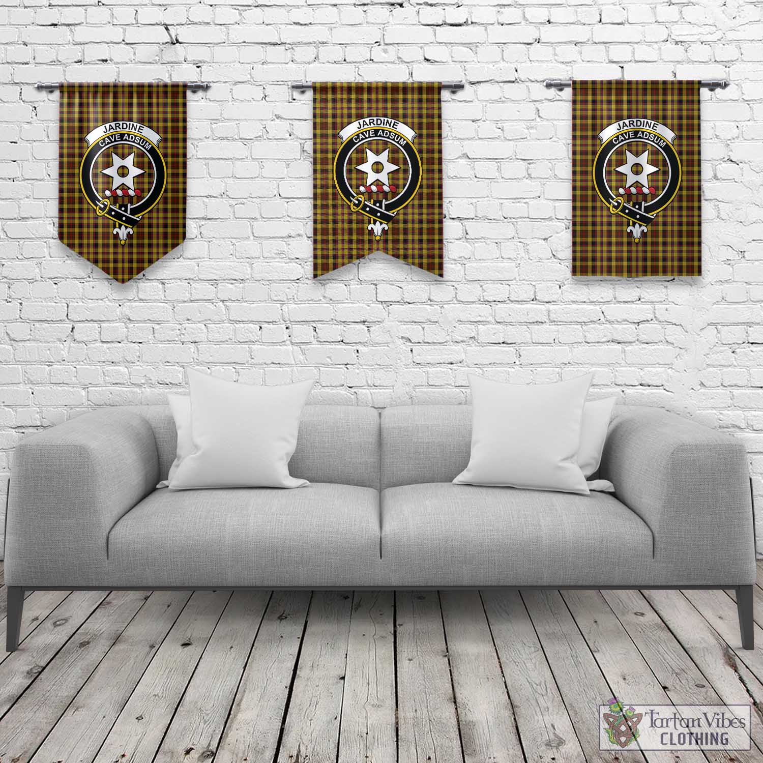 Jardine Tartan Gonfalon, Tartan Banner with Family Crest Rectangle - Tartan Vibes Clothing