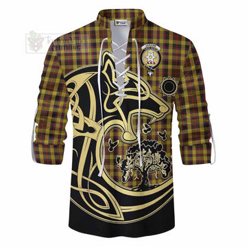 Jardine Tartan Ghillie Kilt Shirt with Family Crest Celtic Wolf Style - Tartan Vibes Clothing