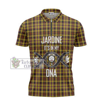 Jardine Tartan Zipper Polo Shirt with Family Crest DNA In Me Style - Tartan Vibes Clothing