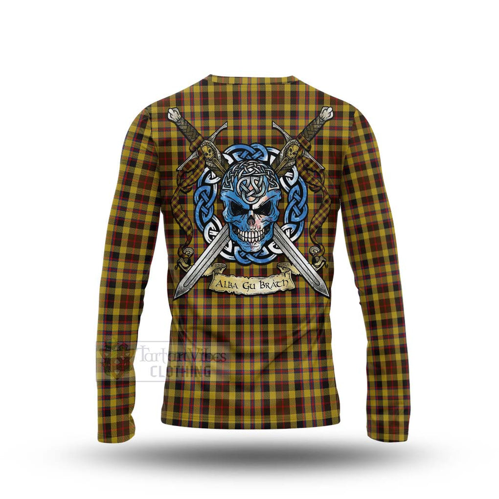 Jardine Tartan Long Sleeve T-Shirt with Family Crest Celtic Skull Style - Tartan Vibes Clothing