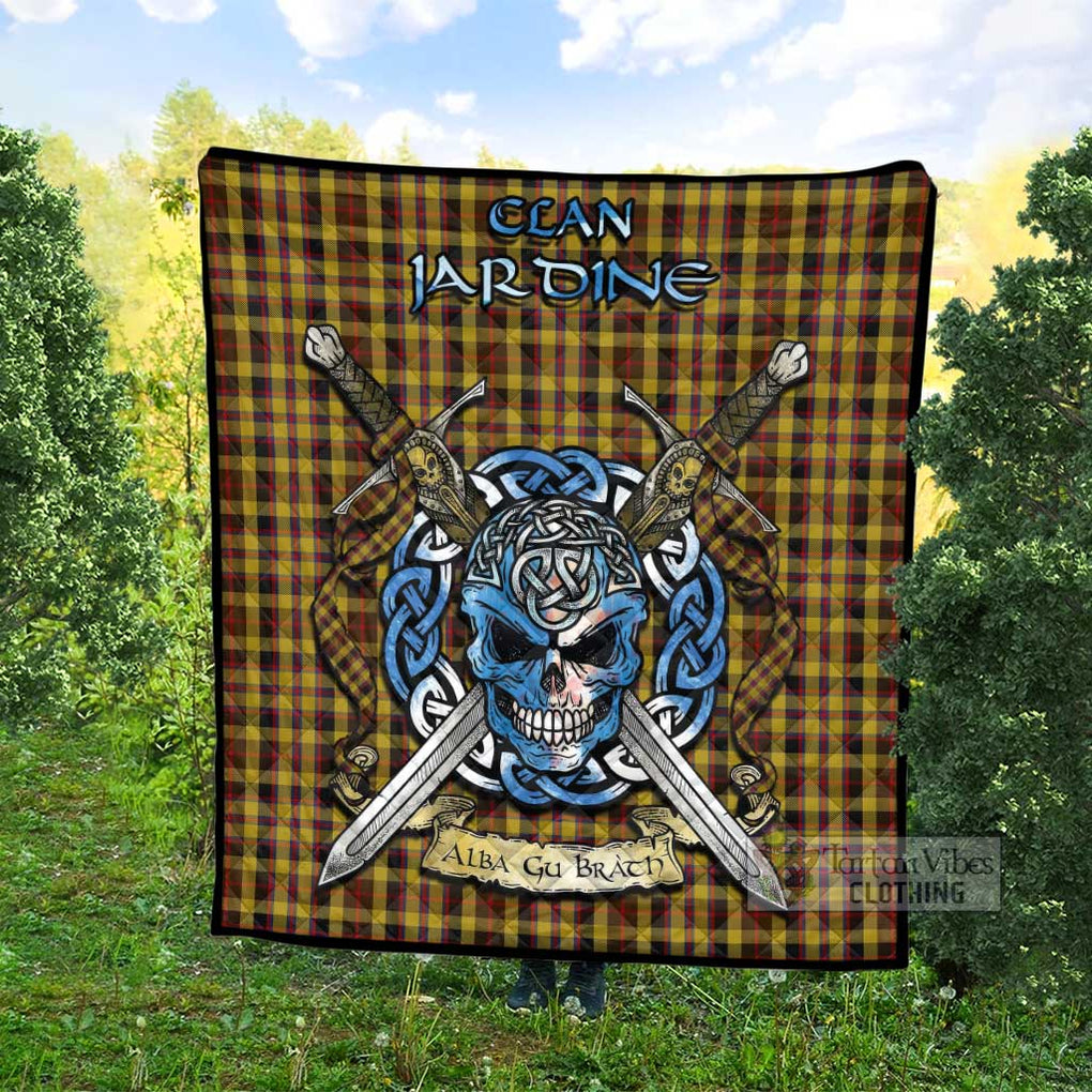 Jardine Tartan Quilt with Celtic Skull Alba Gu Brath Style - Tartan Vibes Clothing