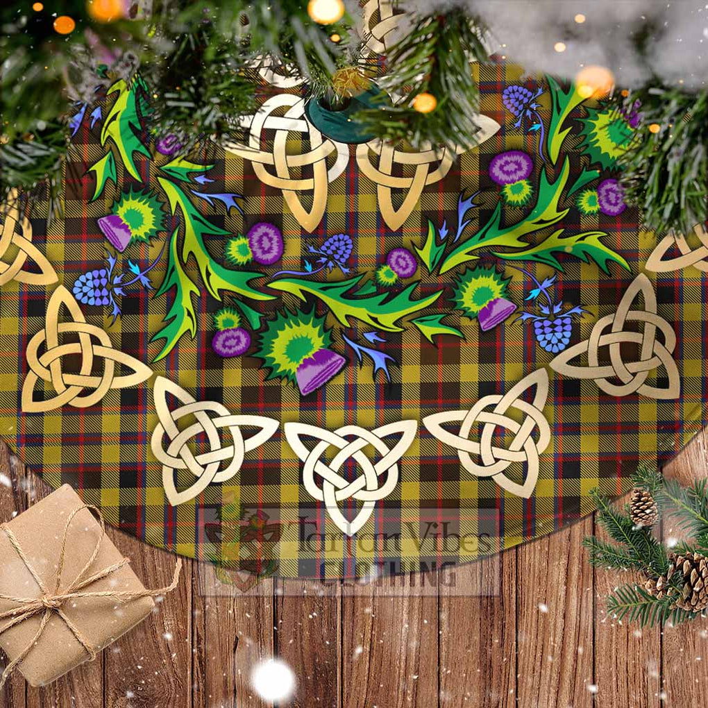 Tartan Vibes Clothing Jardine Tartan Christmas Tree Skirt with Thistle Celtic Knot Style