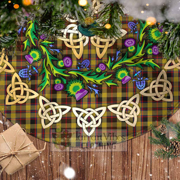 Tartan Vibes Clothing Jardine Tartan Christmas Tree Skirt with Thistle Celtic Knot Style