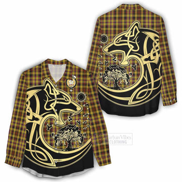 Jardine Tartan Women's Casual Shirt with Family Crest Celtic Wolf Style - Tartan Vibes Clothing