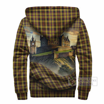 Jardine Tartan Family Crest Sherpa Hoodie with Scottish Ancient Castle Style - Tartan Vibes Clothing