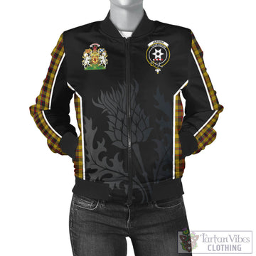 Jardine Tartan Bomber Jacket with Family Crest and Scottish Thistle Vibes Sport Style