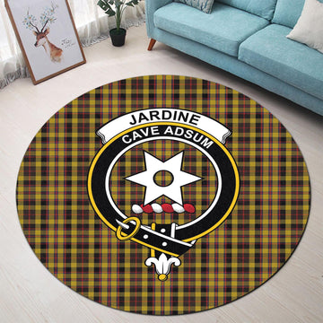 Jardine Tartan Round Rug with Family Crest - Tartan Vibes Clothing