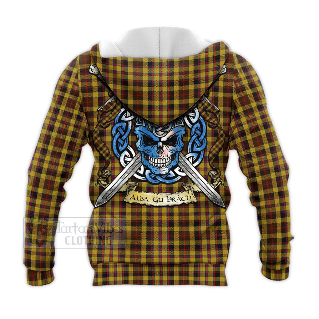 Jardine Tartan Knitted Hoodie with Family Crest Celtic Skull Style - Tartan Vibes Clothing