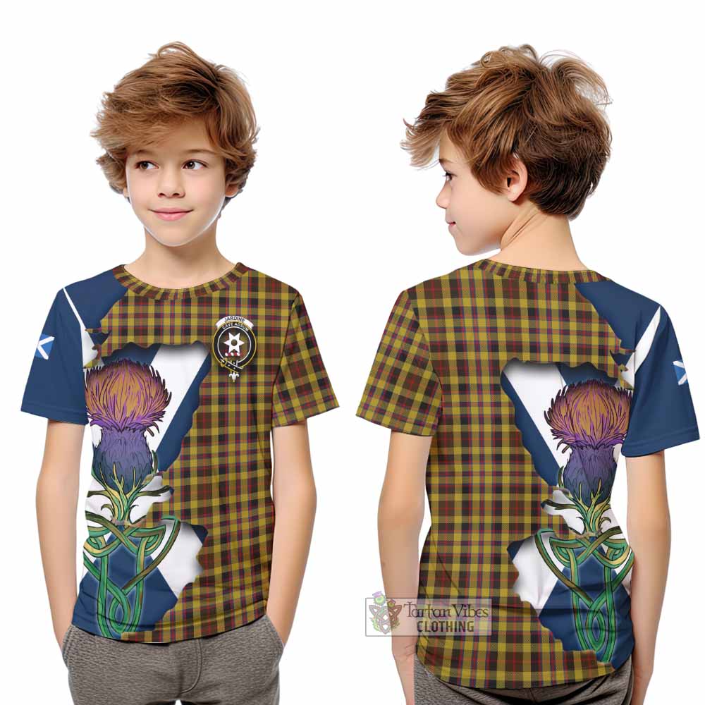 Jardine Tartan Family Crest Kid T-Shirt Scottish Thistle Celtic Inspired - Tartan Vibes Clothing