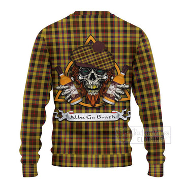 Jardine Tartan Ugly Sweater with Family Crest and Bearded Skull Holding Bottles of Whiskey - Tartan Vibes Clothing