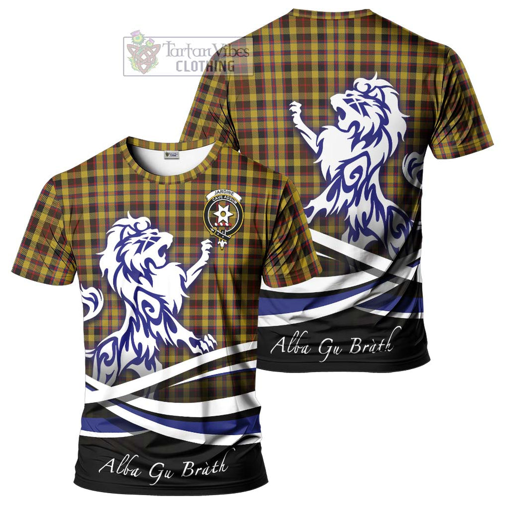 Jardine Tartan Cotton T-shirt with Alba Gu Brath Regal Lion Emblem Women's Shirt - Tartan Vibes Clothing