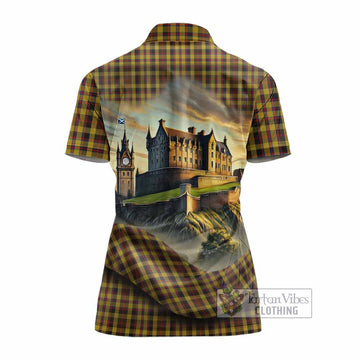 Jardine Tartan Family Crest Women's Polo Shirt with Scottish Ancient Castle Style - Tartan Vibes Clothing