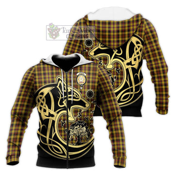 Jardine Tartan Knitted Hoodie with Family Crest Celtic Wolf Style Unisex Knitted Zip Hoodie - Tartan Vibes Clothing