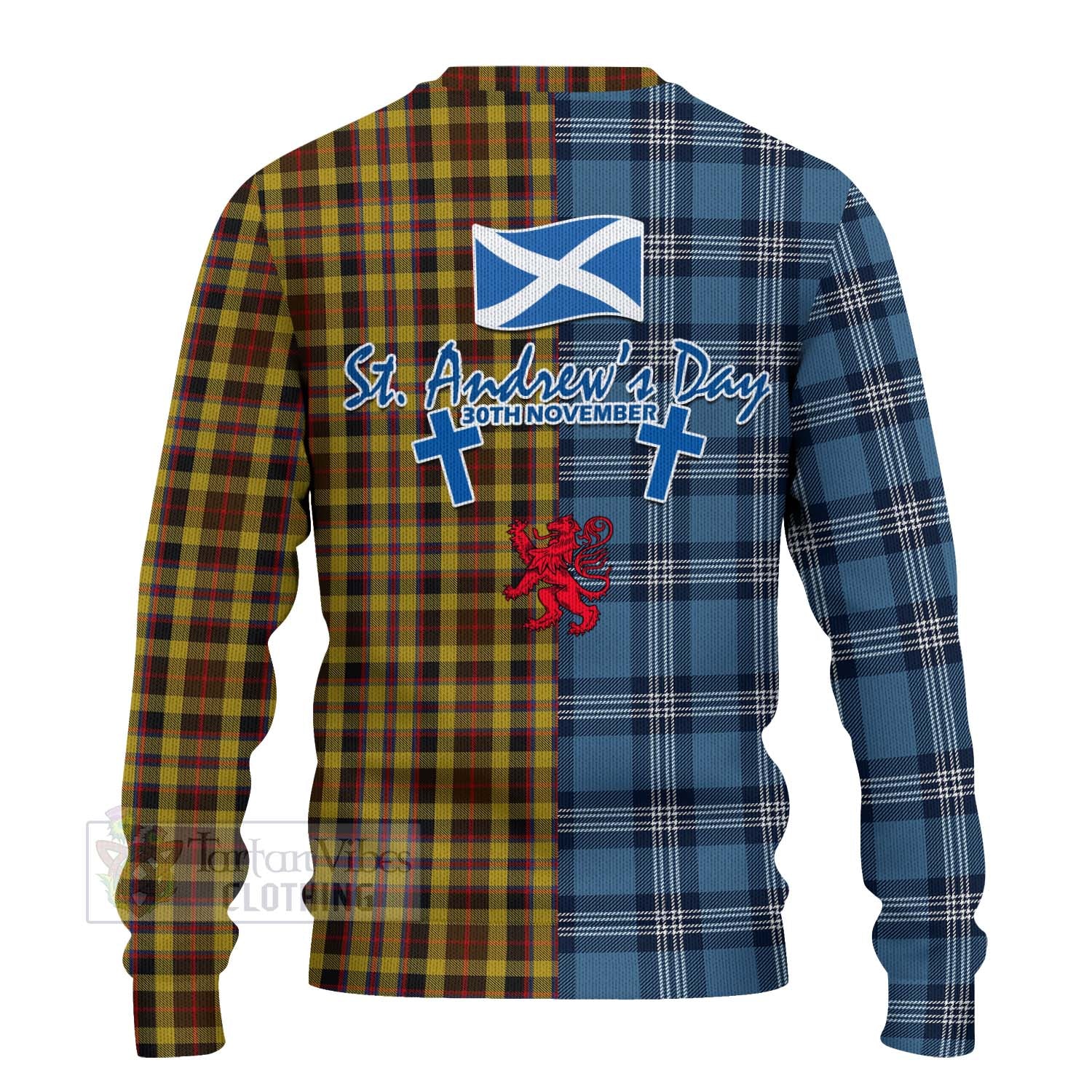 Jardine Tartan Knitted Sweater Happy St. Andrew's Day Half Tartan Style - Tartan Vibes Clothing