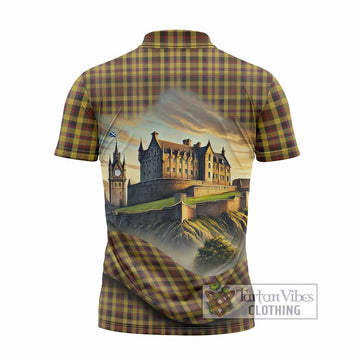 Jardine Tartan Family Crest Zipper Polo Shirt with Scottish Ancient Castle Style - Tartan Vibes Clothing